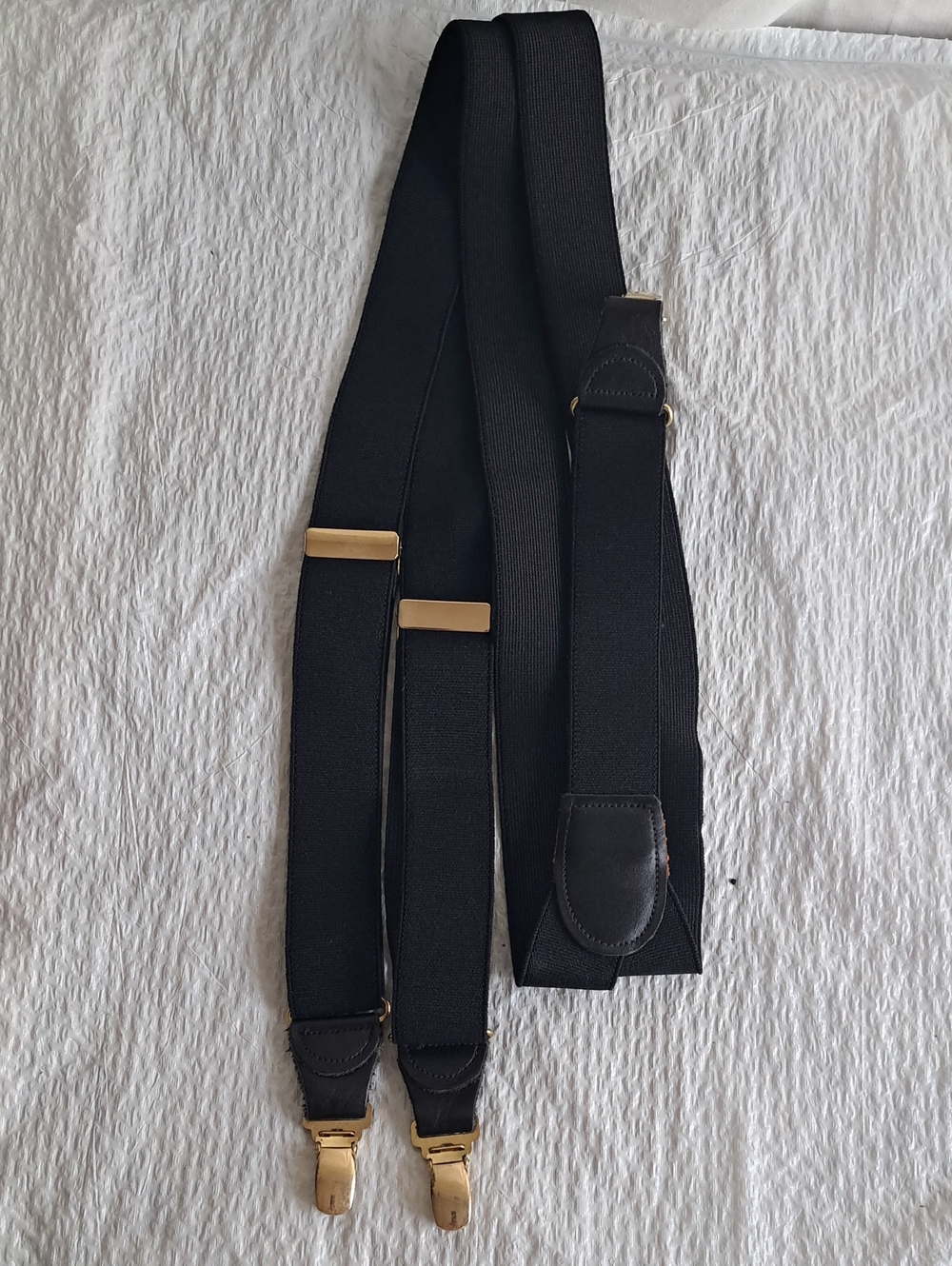 Men's Black Elastic Suspenders with Gold Hardware